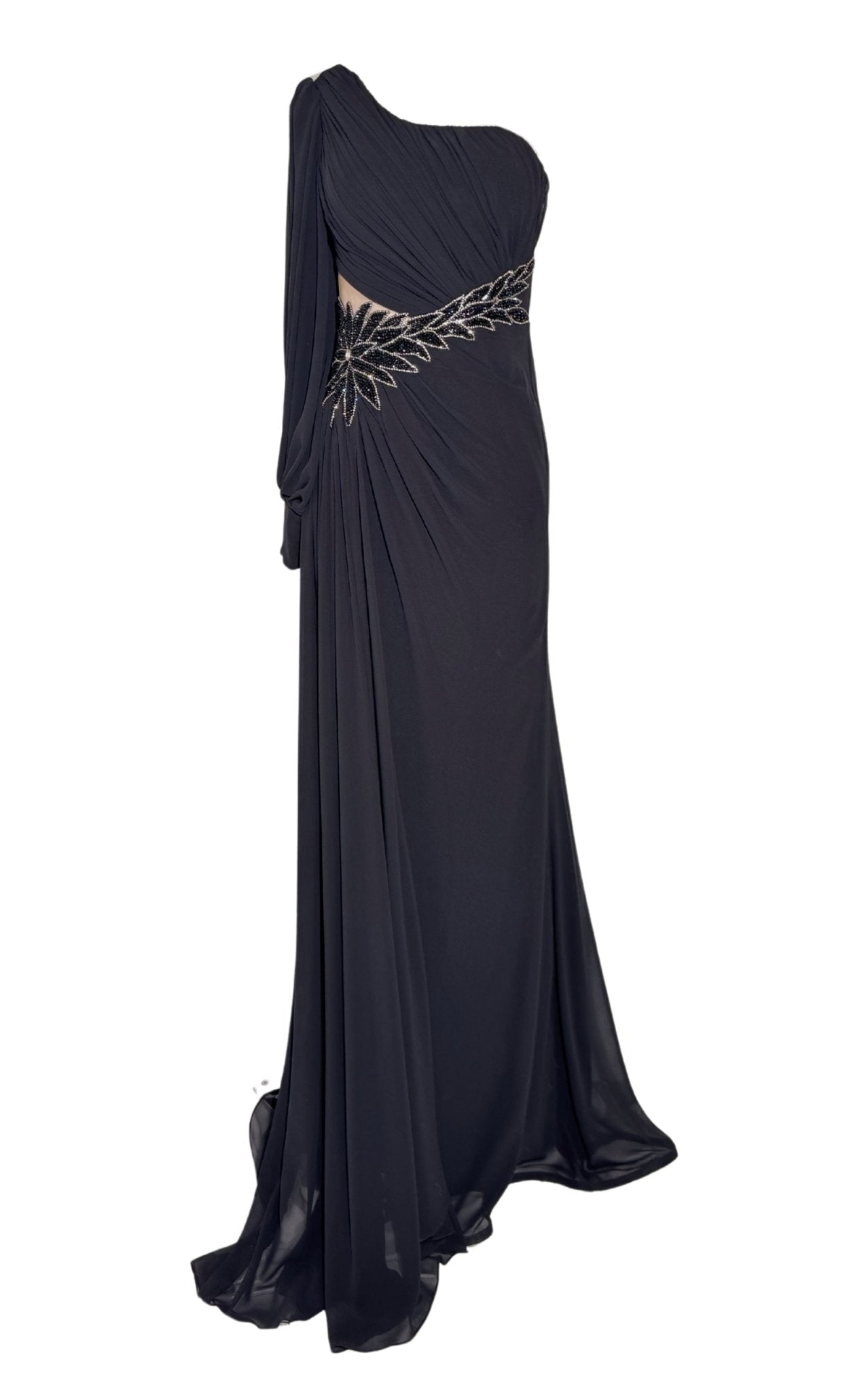Cult Moda One - Shoulder Long Sleeve Chiffon Gown - Runway Catalog