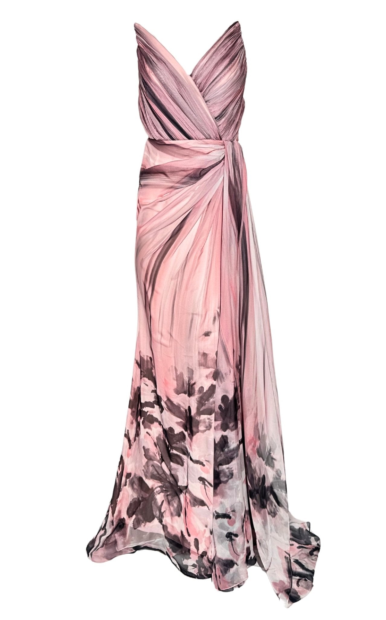 Cult Moda Pink Strapless Chiffon Evening Prom Dress - Runway Catalog