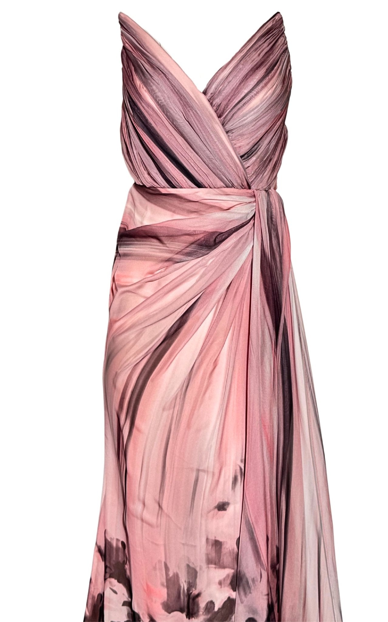 Cult Moda Pink Strapless Chiffon Evening Prom Dress - Runway Catalog