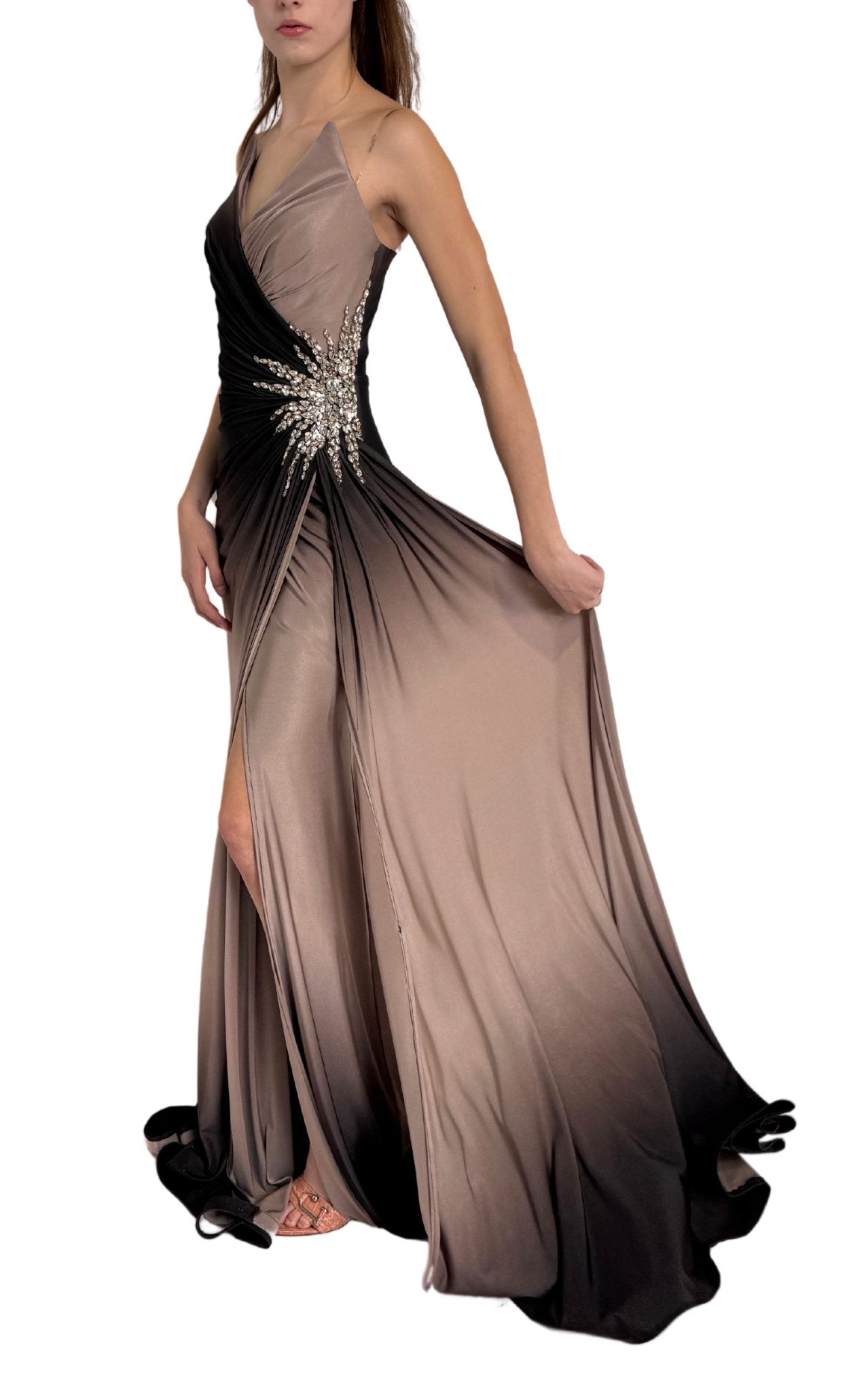 Cult Moda Rhinestone Embellished Grey Ombre Party Dress to Impress - Runway Catalog