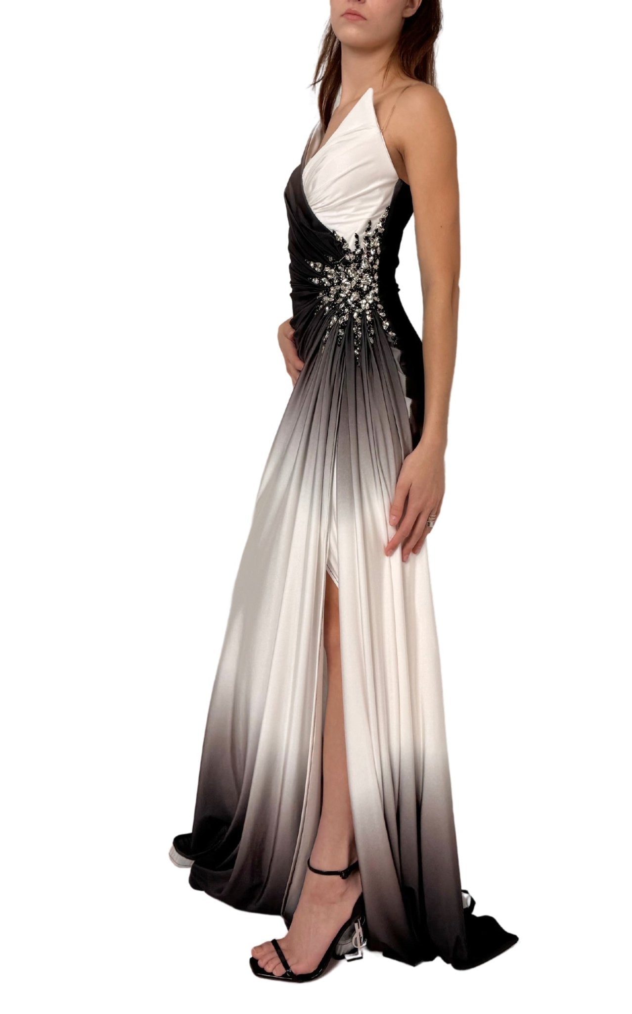 Cult Moda Rhinestone Embellished White Ombre Party Dress to Impress - Runway Catalog