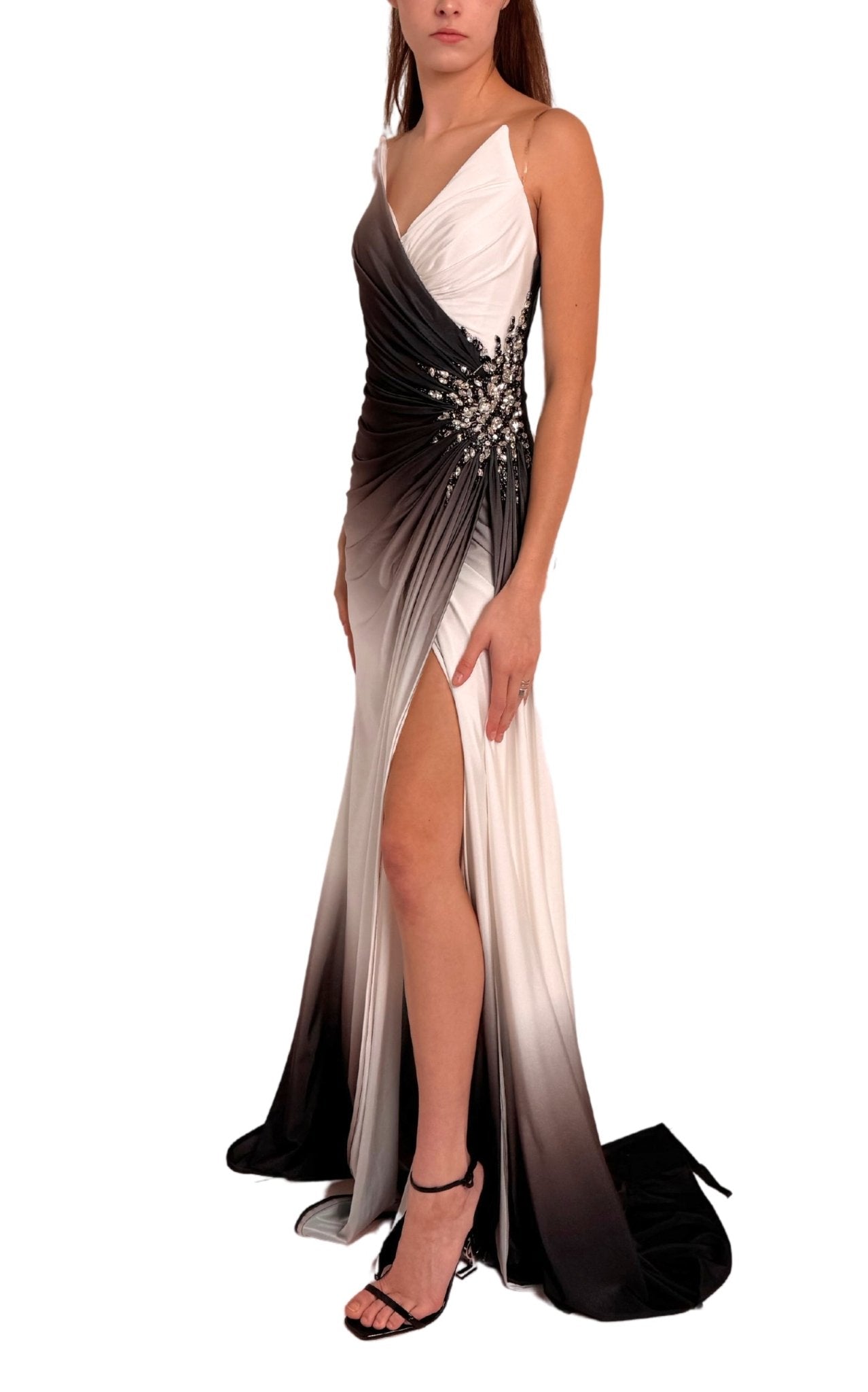 Cult Moda Rhinestone Embellished White Ombre Party Dress to Impress - Runway Catalog