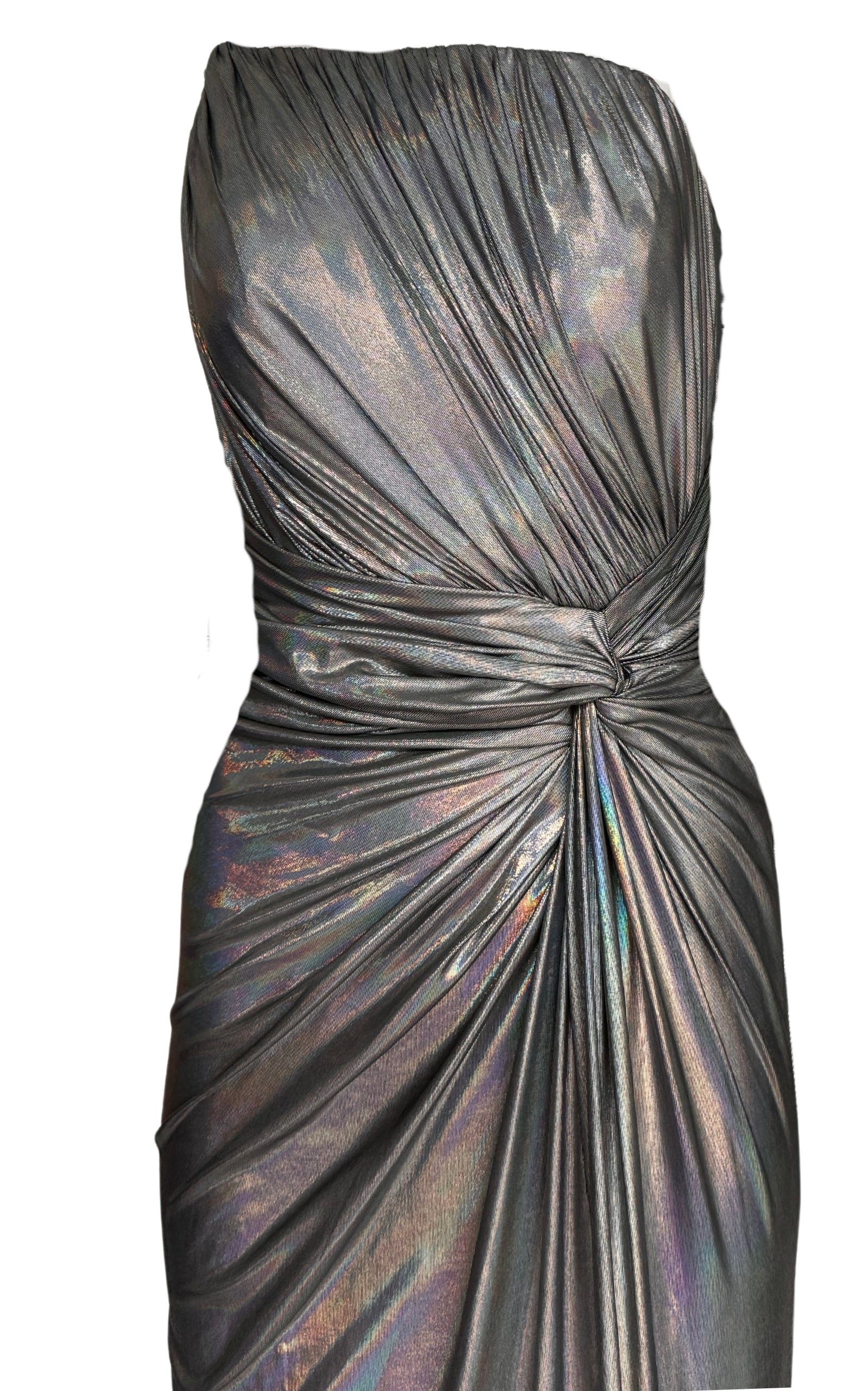 Cult Moda Silver Metallic Cocktail Prom Dress