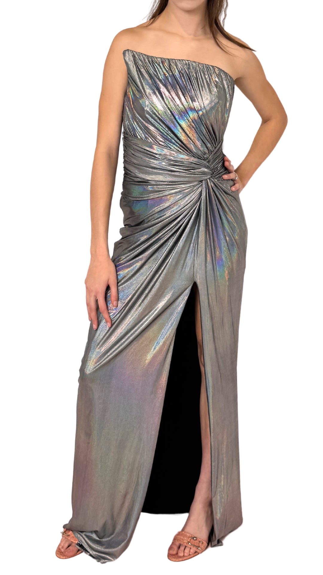 Cult Moda Silver Metallic Cocktail Prom Dress - Runway Catalog