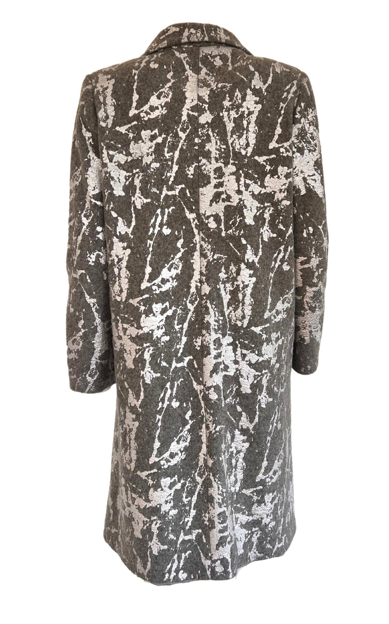 Cult Moda Silver Print Wool Blend Trench Coat - Runway Catalog