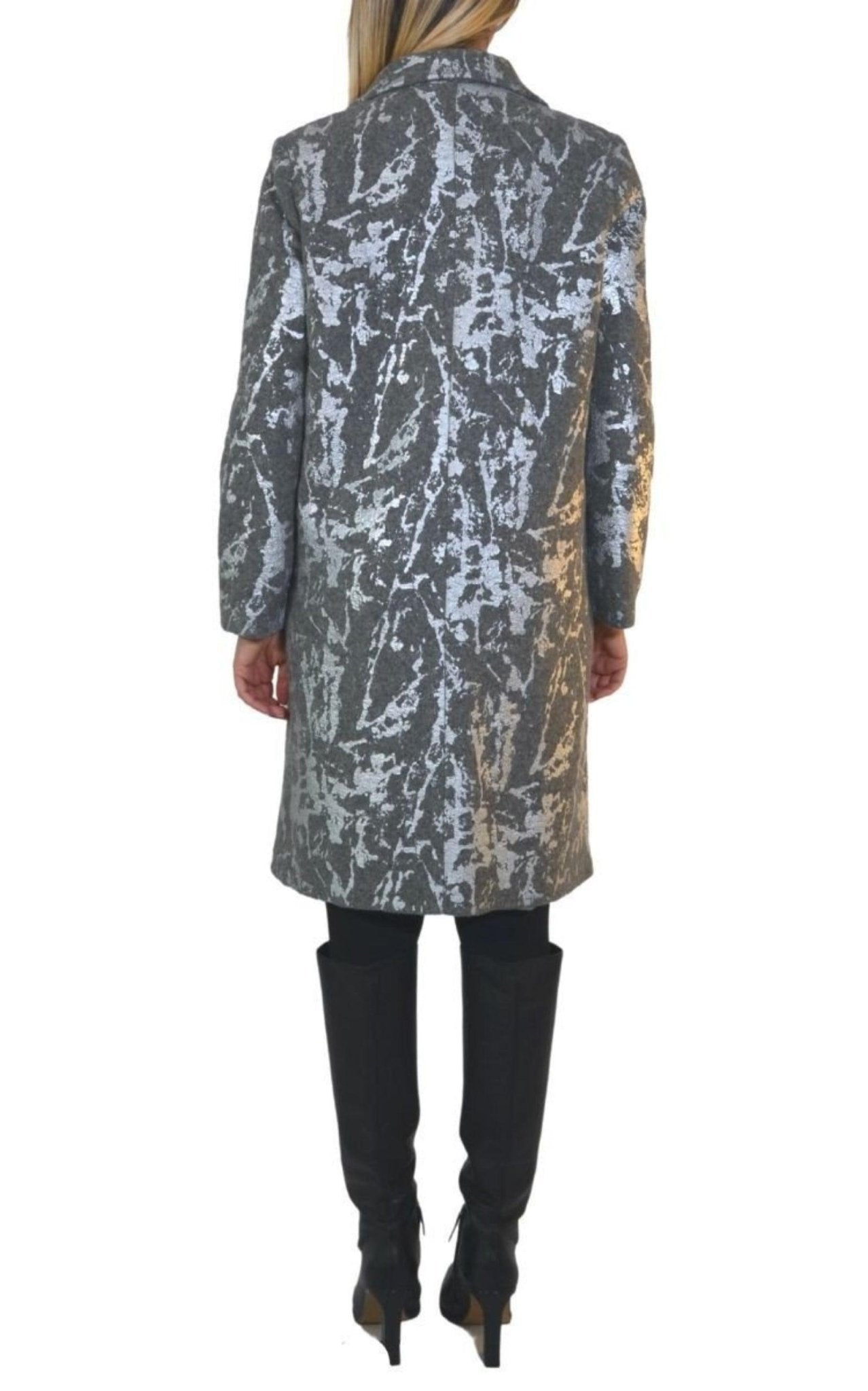 Cult Moda Silver Print Wool Blend Trench Coat - Runway Catalog