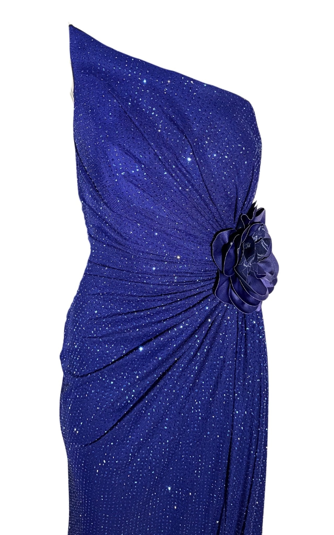 Cult Moda Strapless Asymmetric Blue Crystal Embellished Prom Dress - Runway Catalog