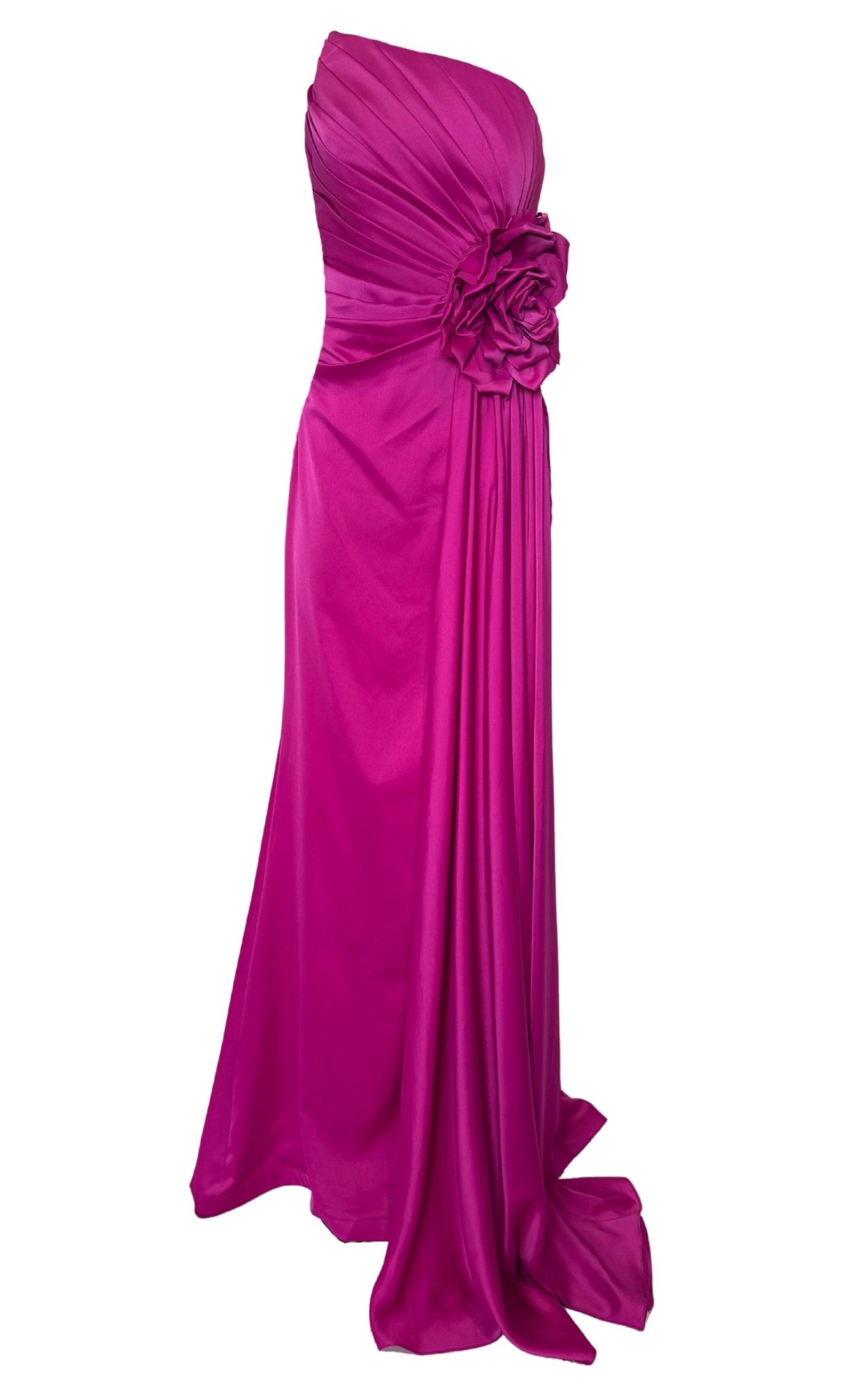 Cult Moda Strapless Asymmetric Fuchsia Prom Dress - Runway Catalog