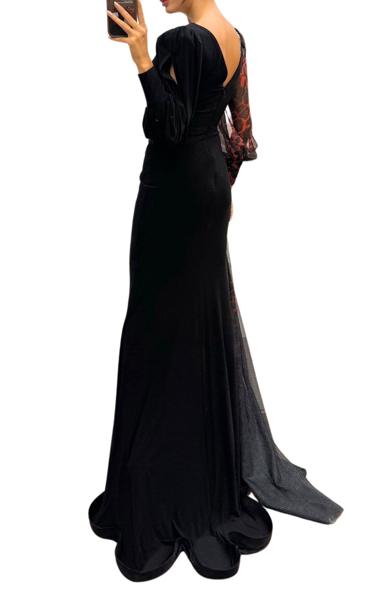 Cult Moda V - neck Leopard Pattern Evening Cocktail Gown - Runway Catalog