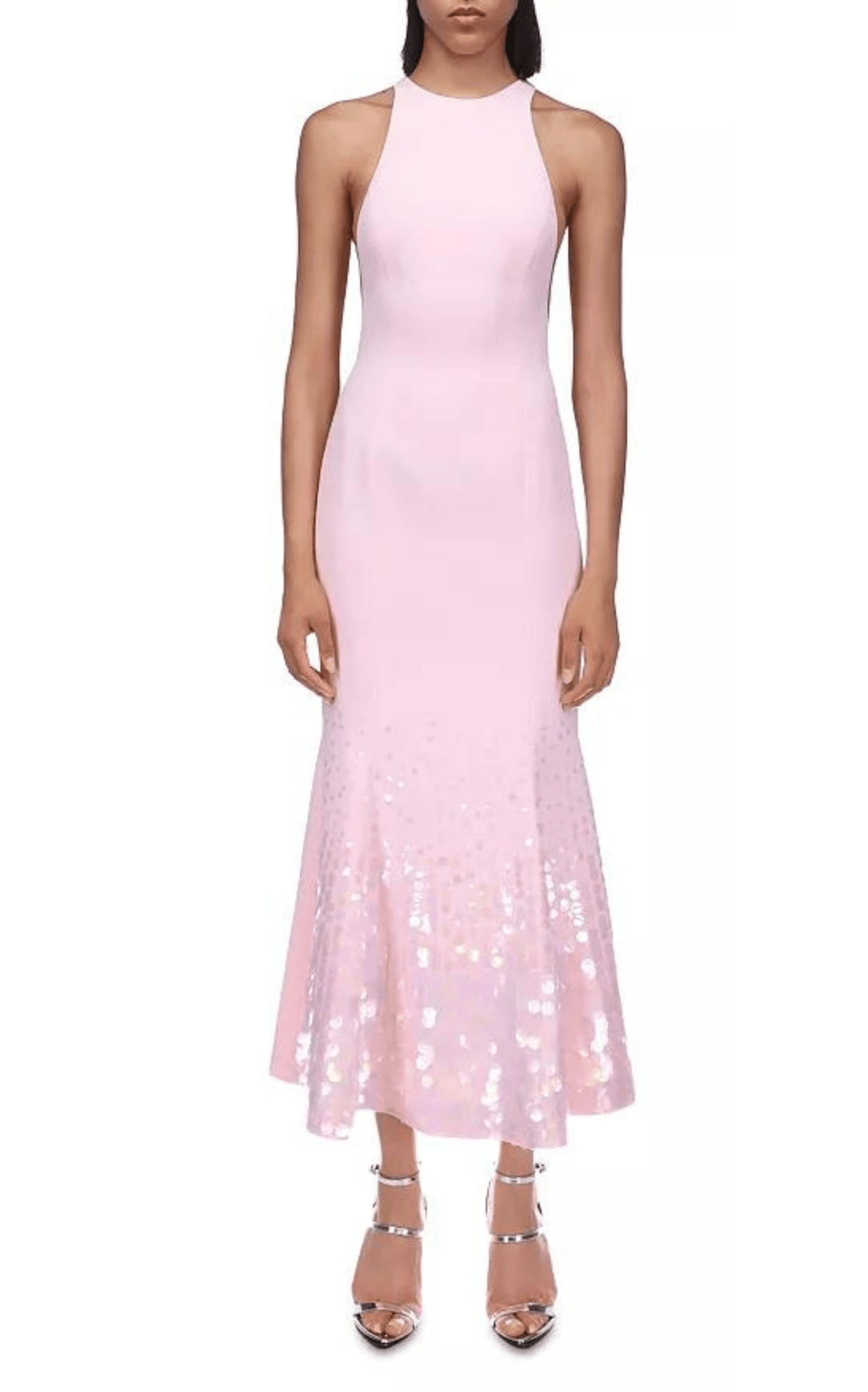 David Koma Paillette Illusion Midi Pink Dress - Runway Catalog