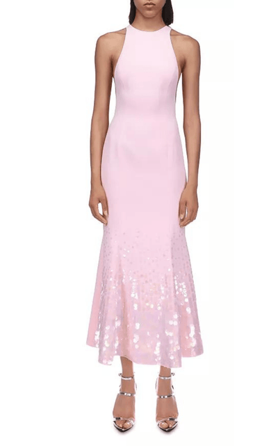 David Koma Paillette Illusion Midi Pink Dress - Runway Catalog