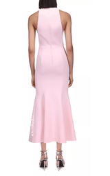 David Koma Paillette Illusion Midi Pink Dress