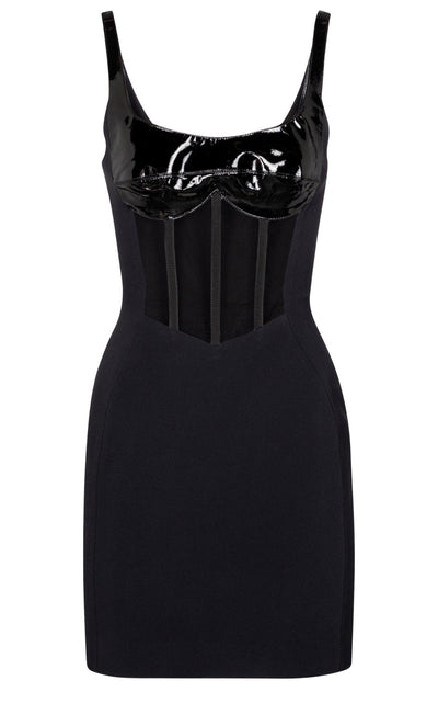 David Koma Patent Leather Corset Mini Dress - Runway Catalog