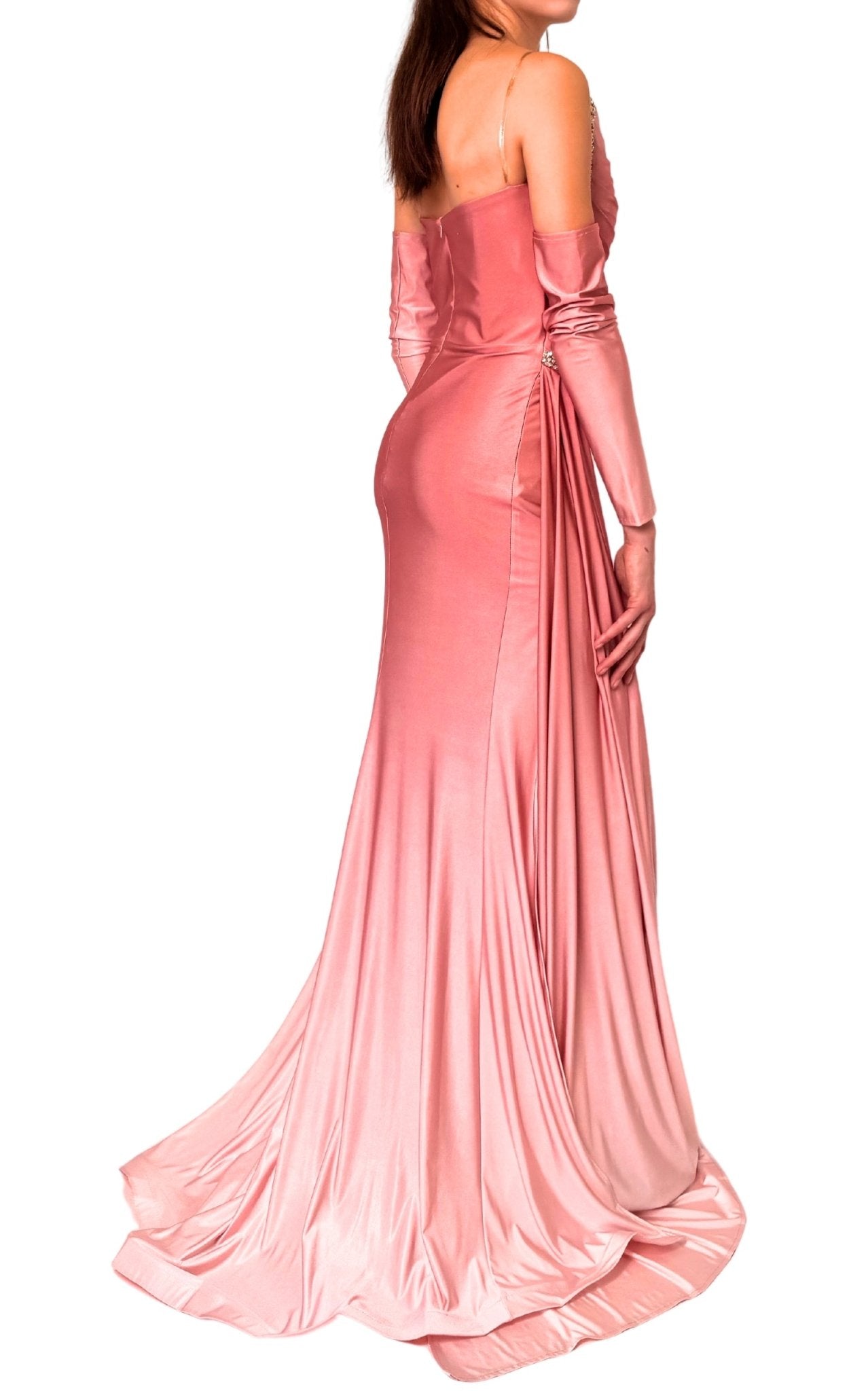Dekolte Rhinestone Embellished Light Pink Ombre Gown - Runway Catalog