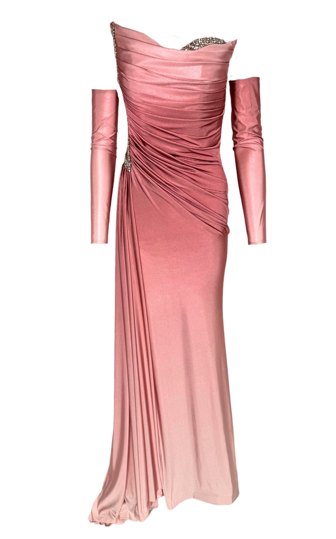 Dekolte Rhinestone Embellished Light Pink Ombre Gown - Runway Catalog