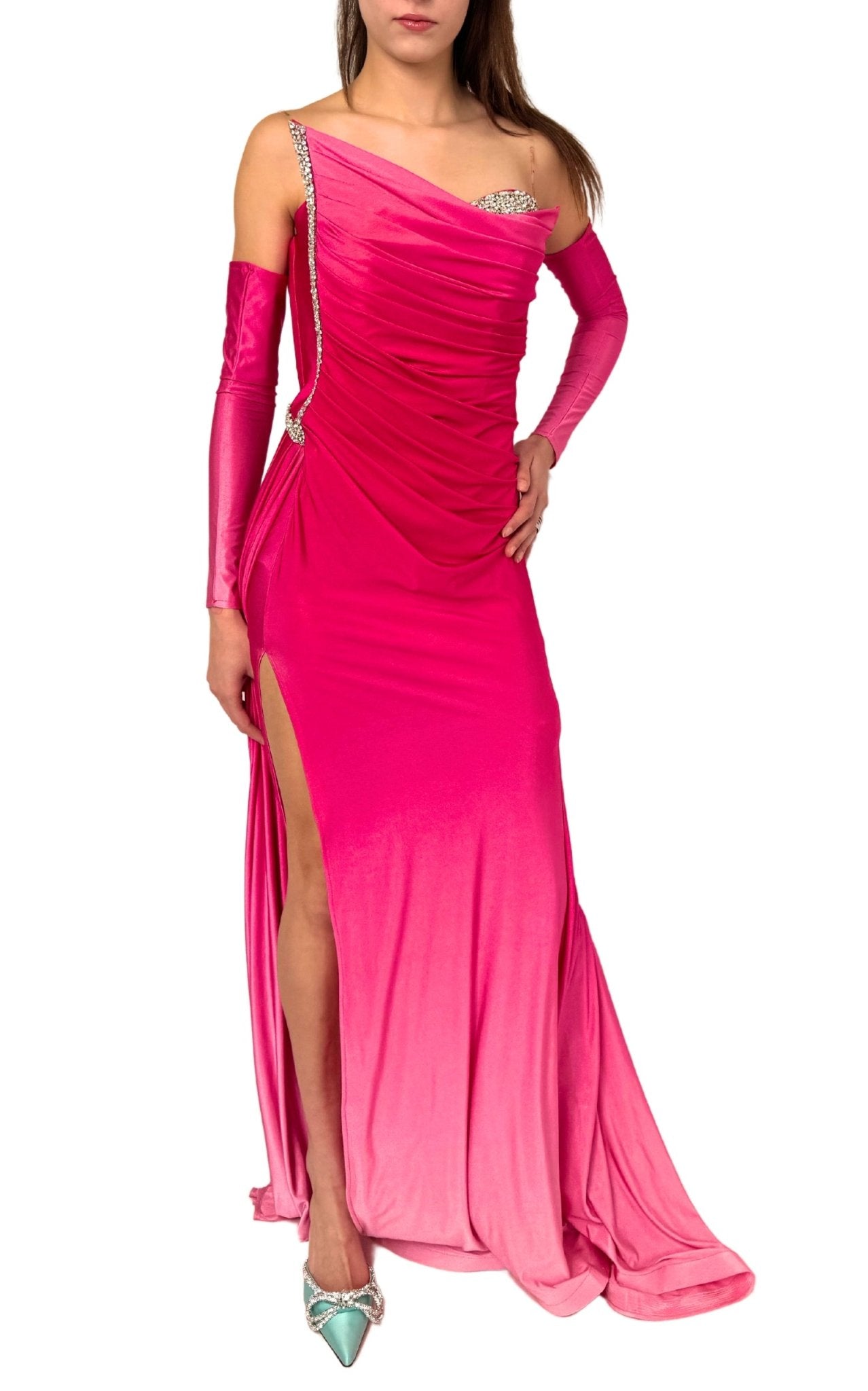 Dekolte Rhinestone Embellished Pink Ombre Gown - Runway Catalog