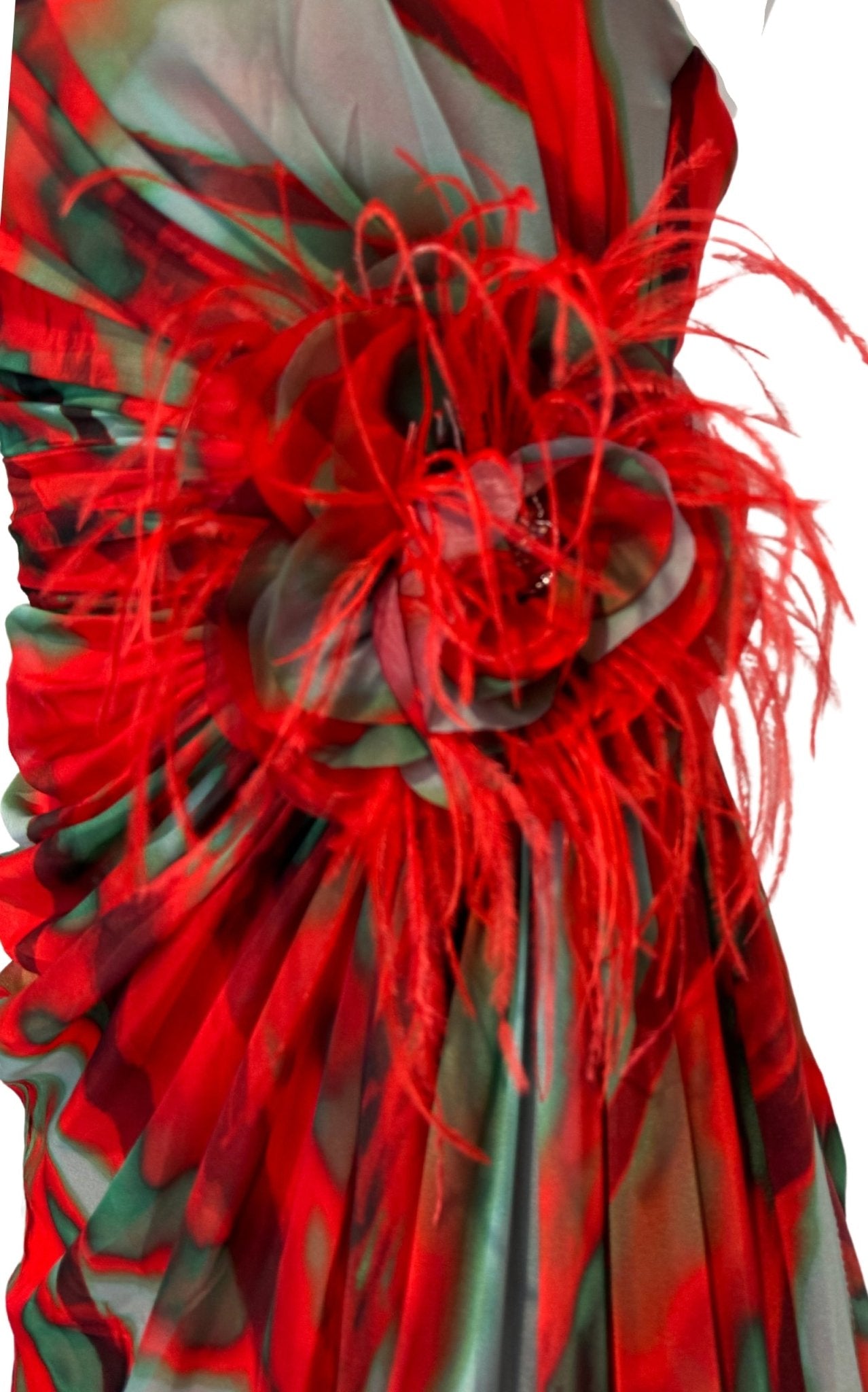 Dekolte Strapless Red Print Party Dress - Runway Catalog