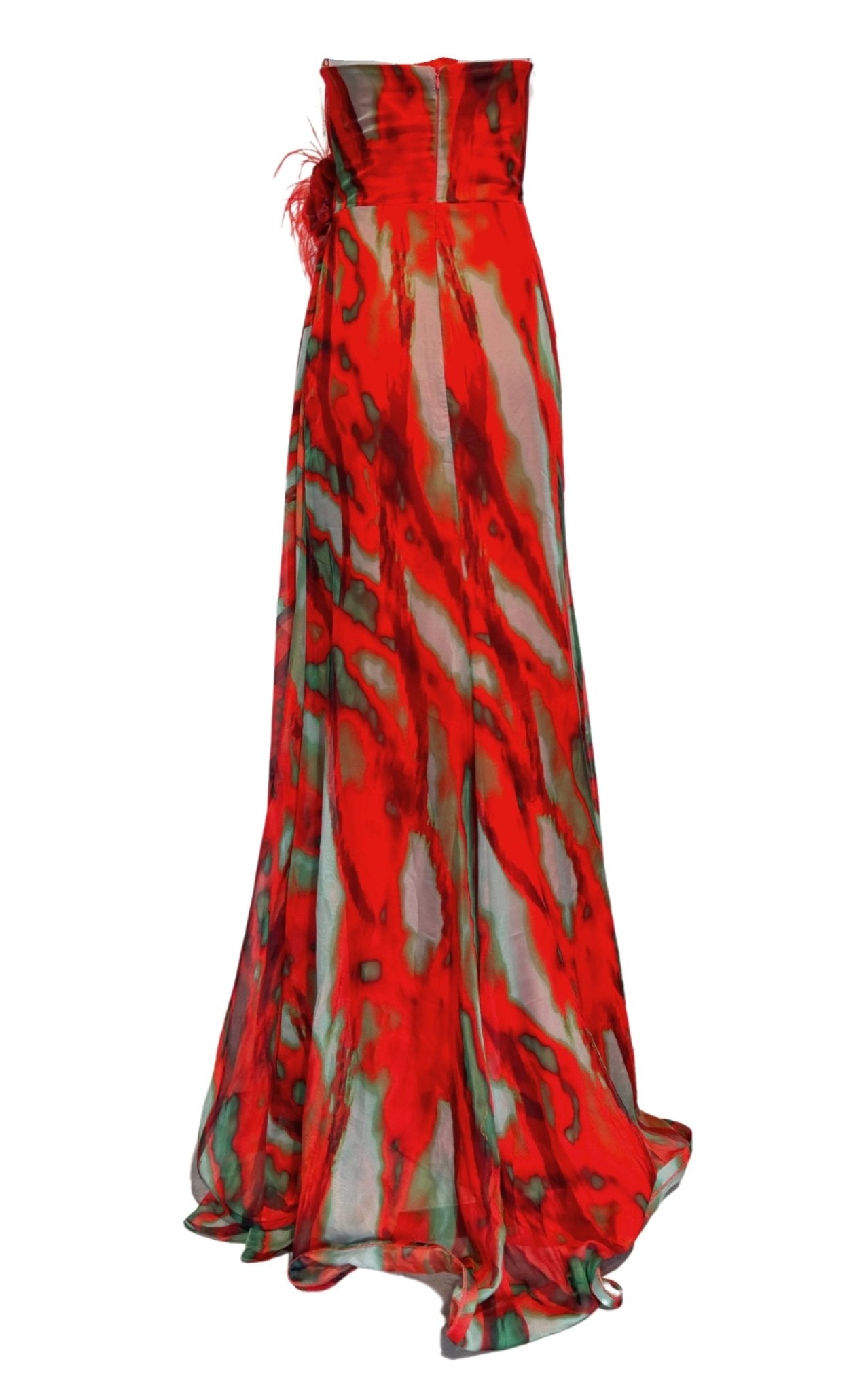 Dekolte Strapless Red Print Party Dress - Runway Catalog