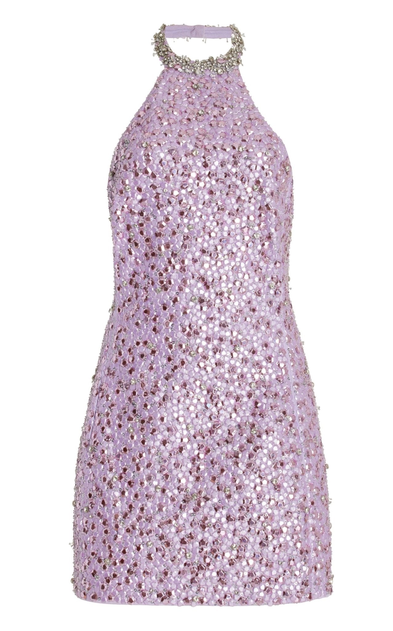 DES_PHEMMES Purple Embroidered Stretch - Cotton Satin Mini Dress - Runway Catalog