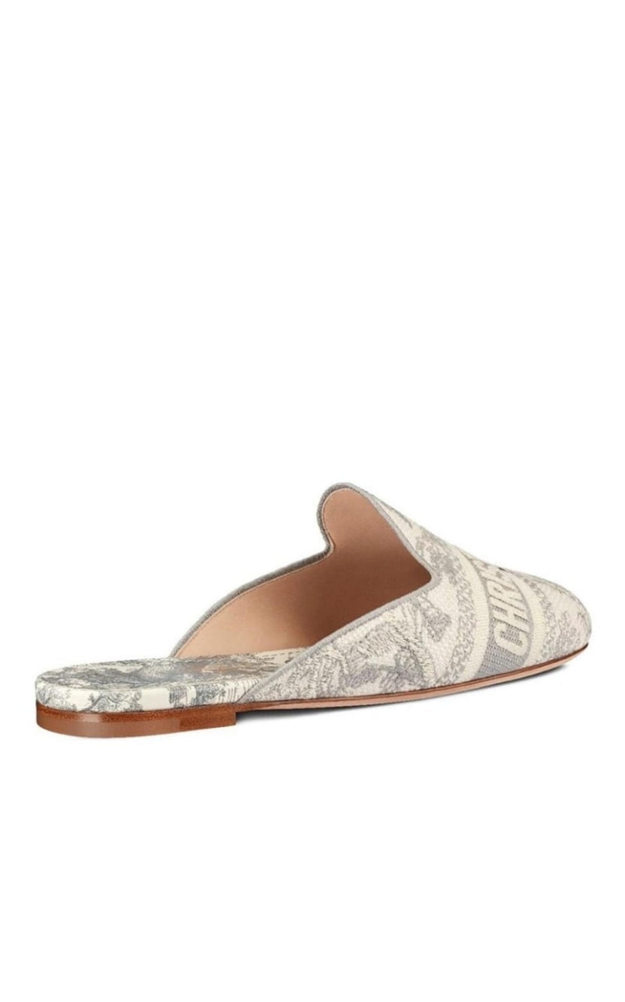 Dior Dior Toile de Jouy Motif Flat Mules in Grey Stone - Runway Catalog