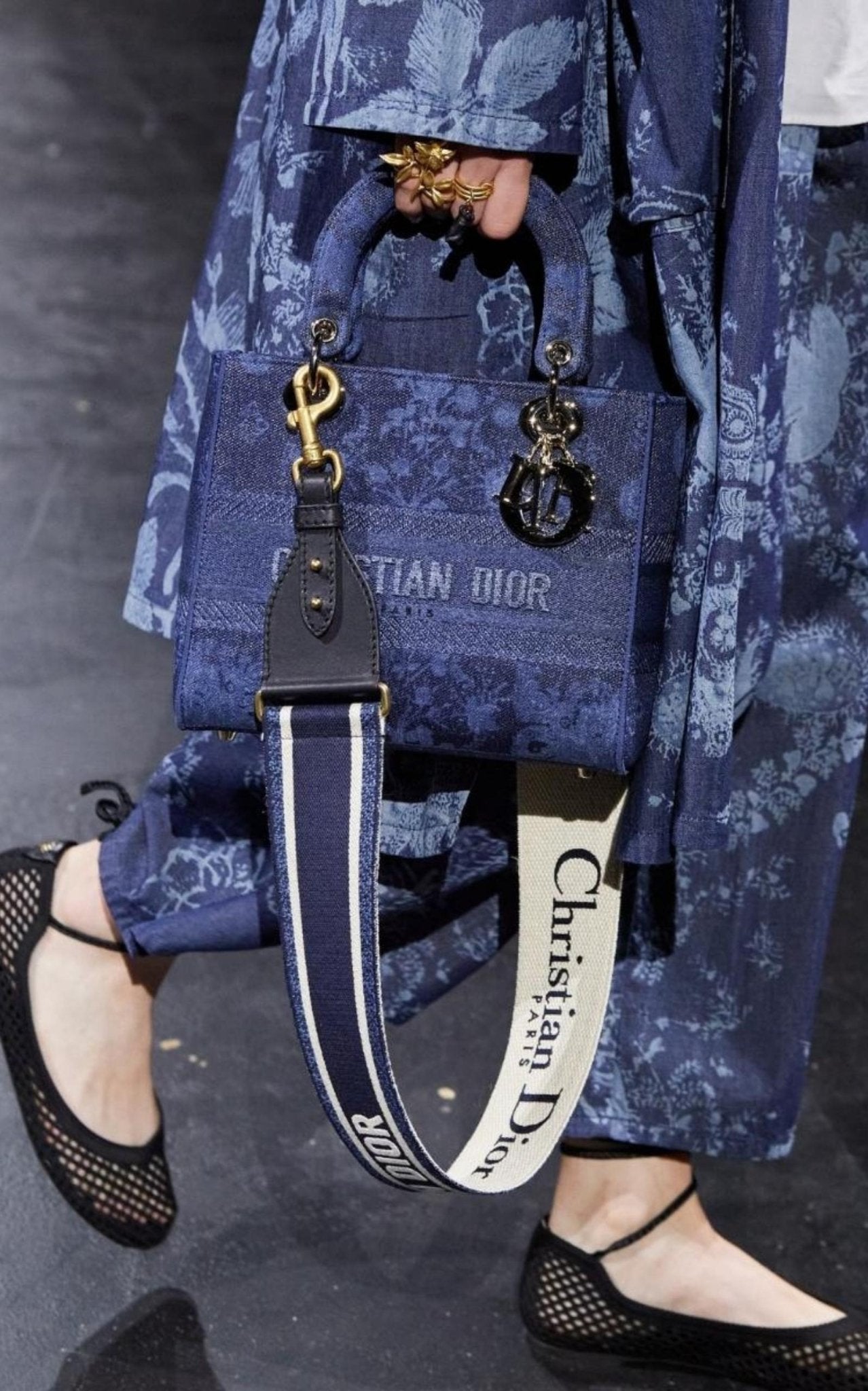 Dior Poeme Cotton Ankle - Tie Ballerina Flats - Runway Catalog