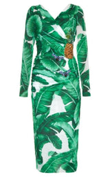 Dolce & Gabbana Banana Leaf-print Embellished Dress