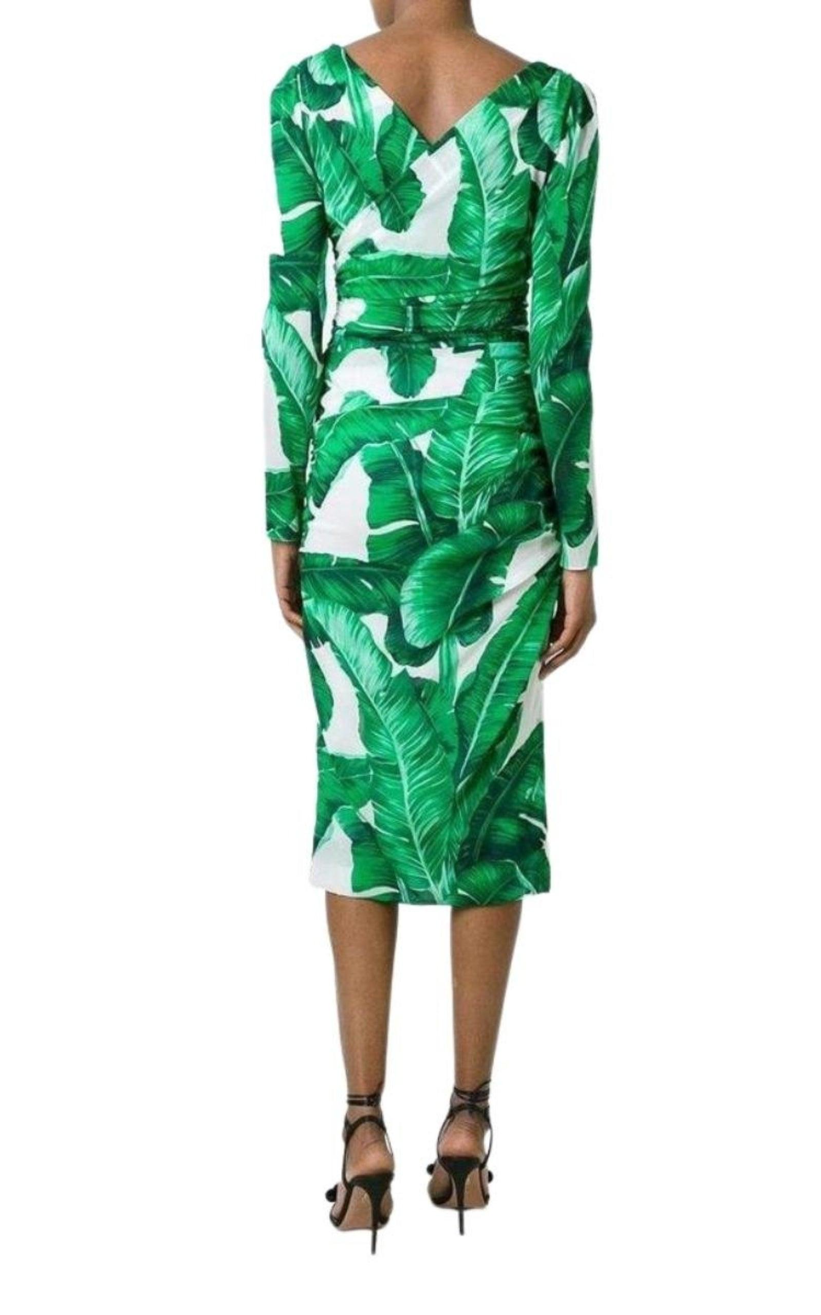 Dolce & Gabbana Banana Leaf-print Embellished Dress