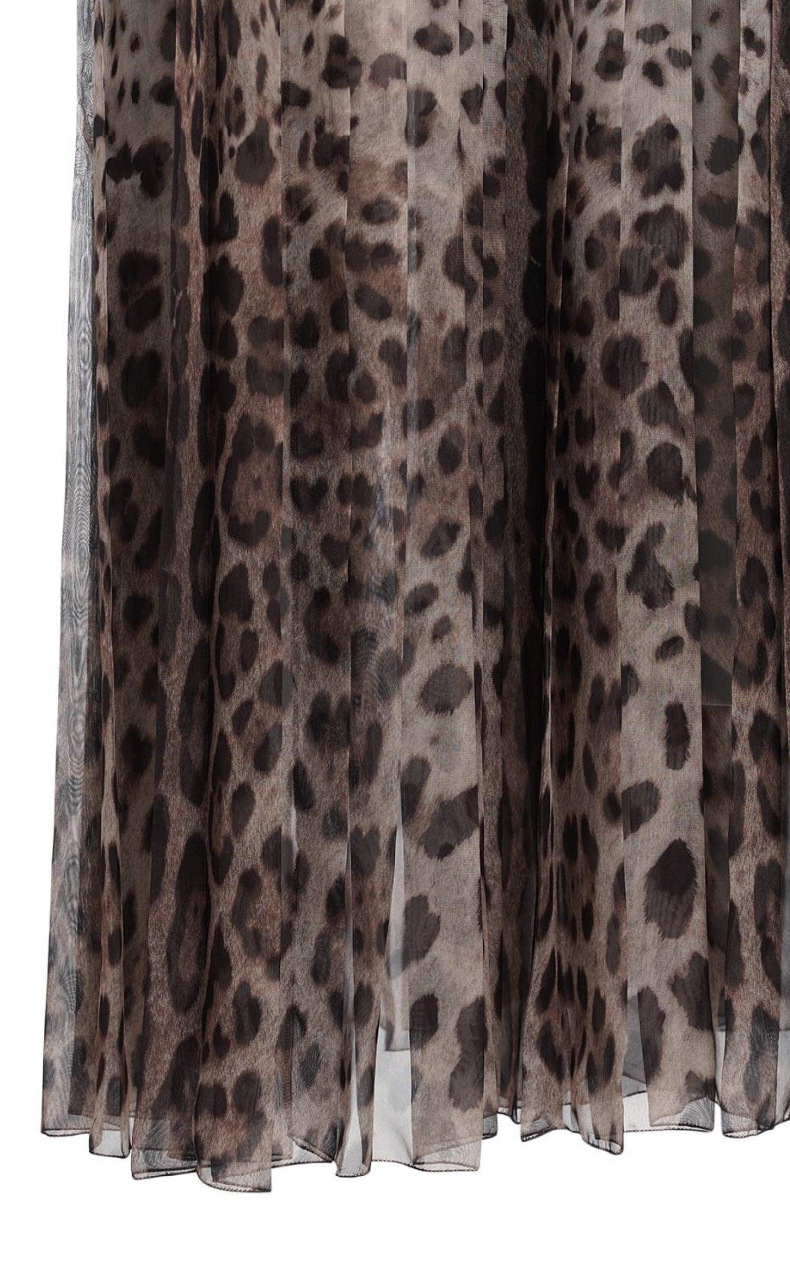 Leopard Print Wide Chiffon Pants Dolce & Gabbana