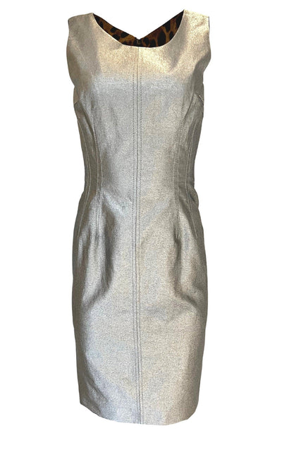 Silver Silk Midi Dress Dolce & Gabbana