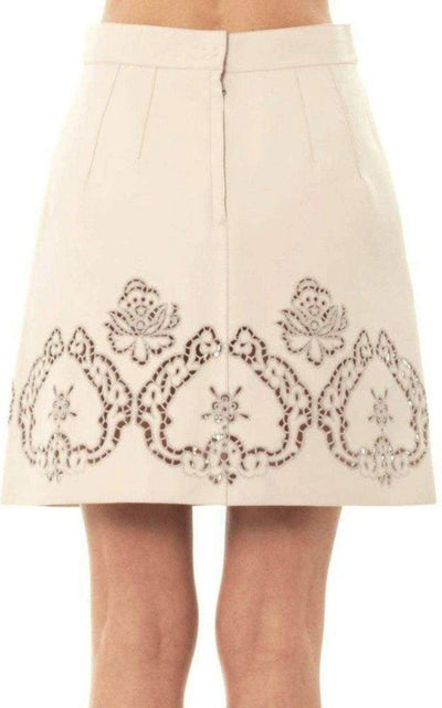 Dolce & Gabbana Beige Laser - cut Leather Skirt - Runway Catalog
