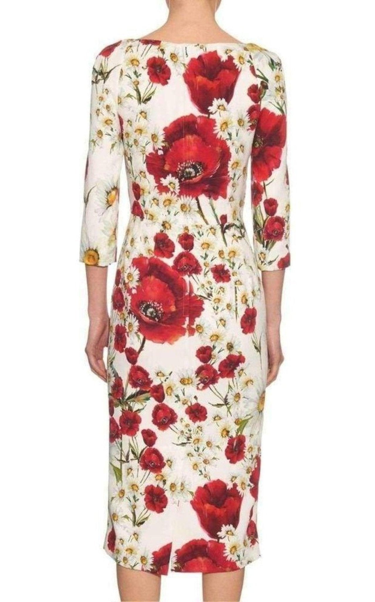 Dolce & Gabbana Daisy and Poppy Print Silk Blend Dress - Runway Catalog
