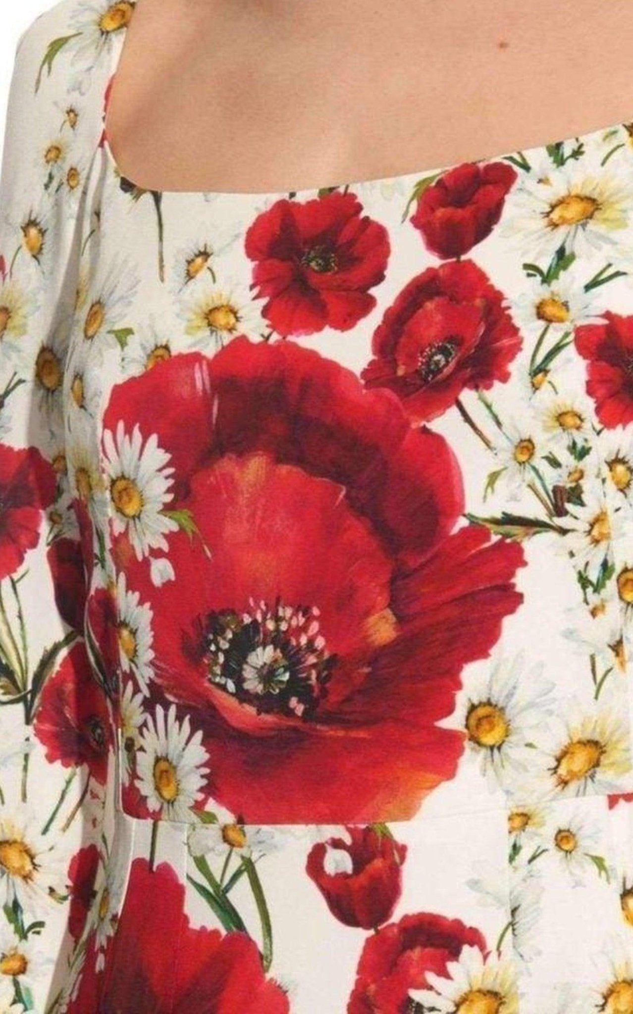 Dolce & Gabbana Daisy and Poppy Print Silk Blend Dress - Runway Catalog