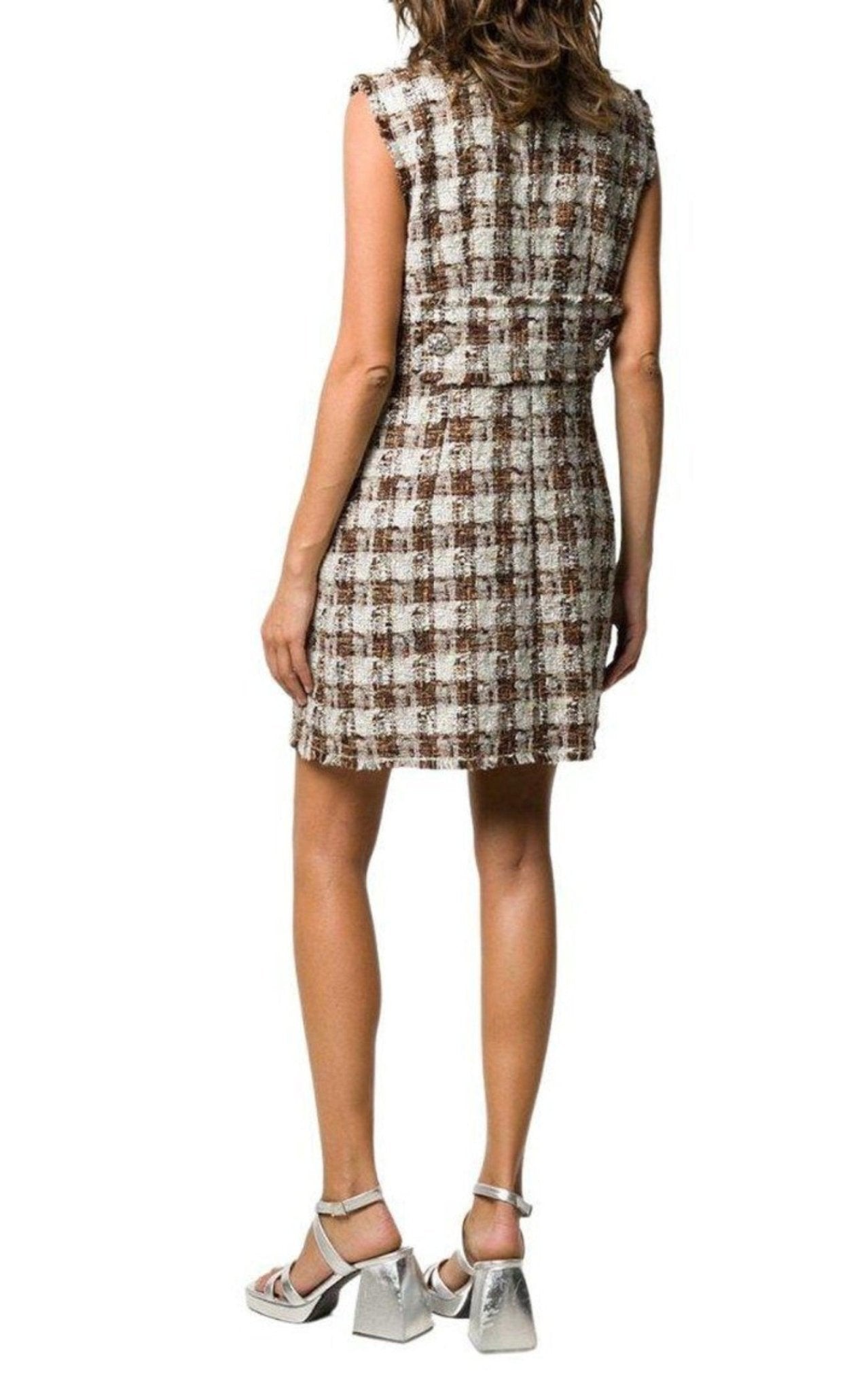 Dolce & Gabbana Embellished Checked Tweed Shift Dress - Runway Catalog