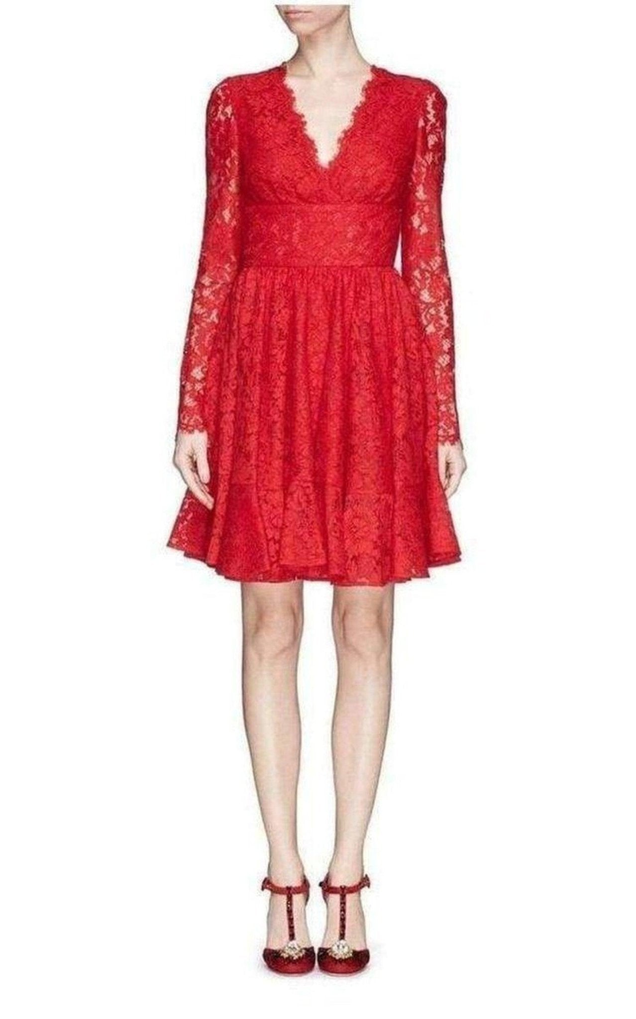 Dolce & Gabbana Floral - lace Flounce Dress - Runway Catalog