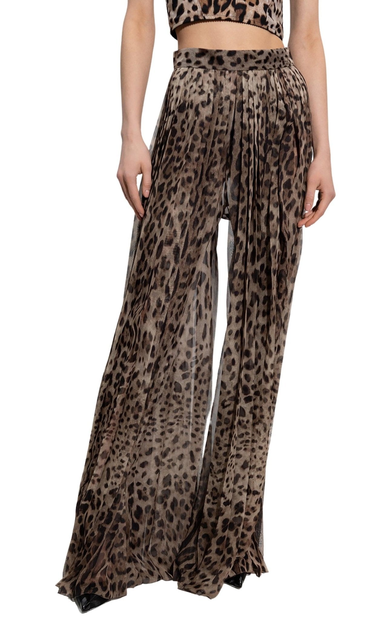 Dolce & Gabbana Leopard Print Wide Chiffon Pants - Runway Catalog