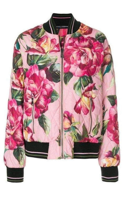 Dolce & Gabbana Rose Print Bomber Jacket - Runway Catalog