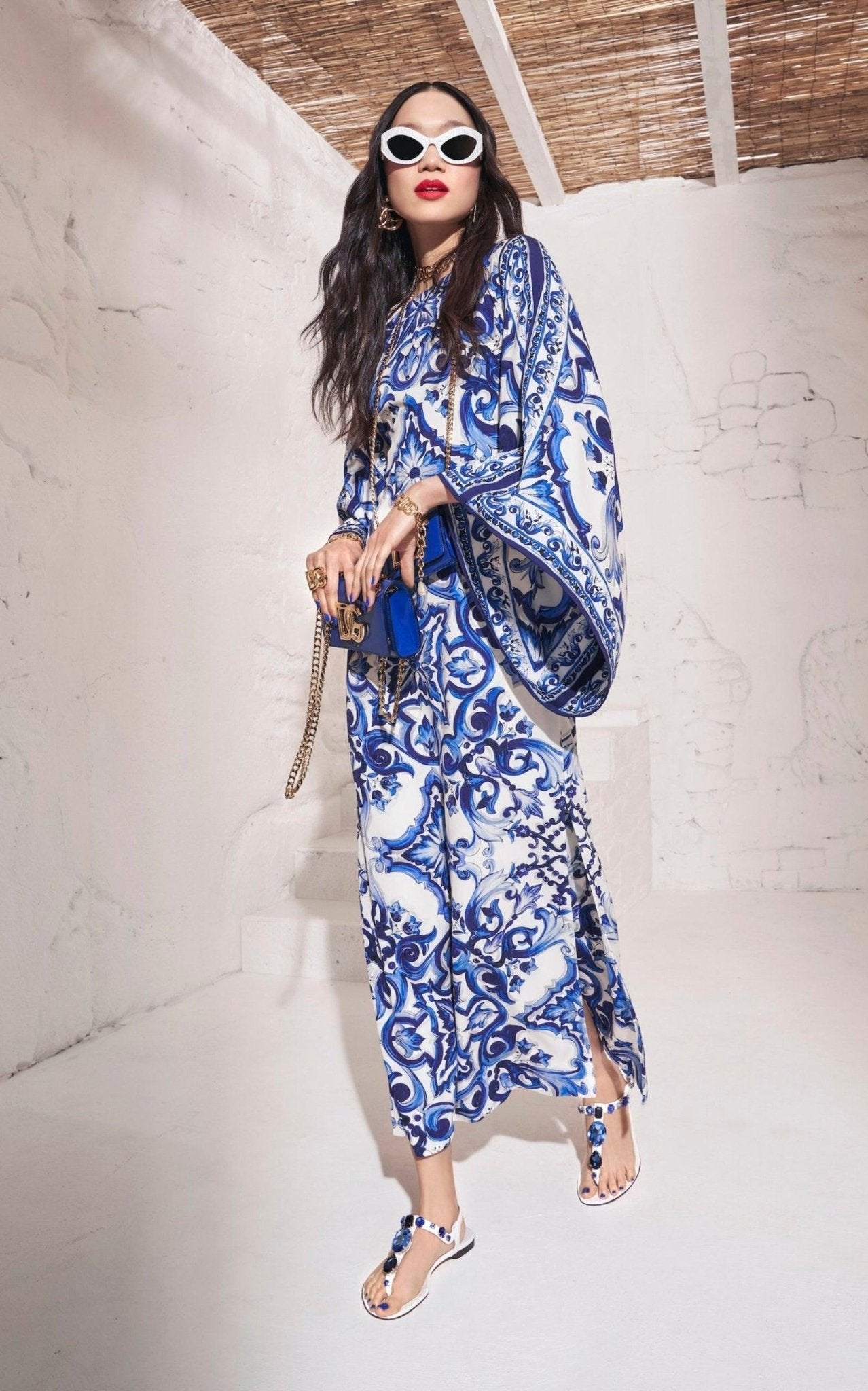 Dolce & Gabbana Scarf - print Silk Charmeuse Maxi Dress - Runway Catalog