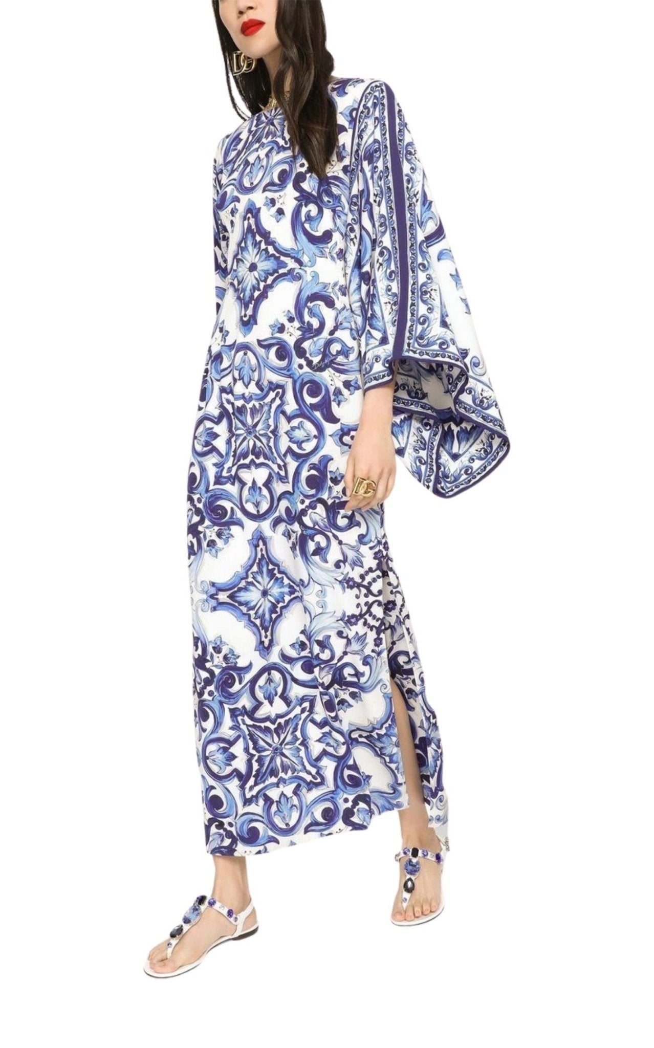 Dolce & Gabbana Scarf - print Silk Charmeuse Maxi Dress - Runway Catalog