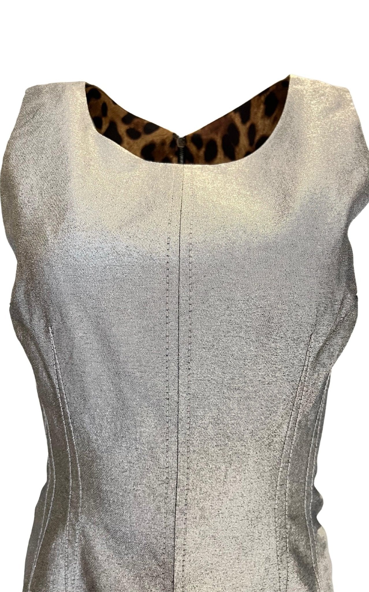 Dolce & Gabbana Silver Silk Midi Dress - Runway Catalog