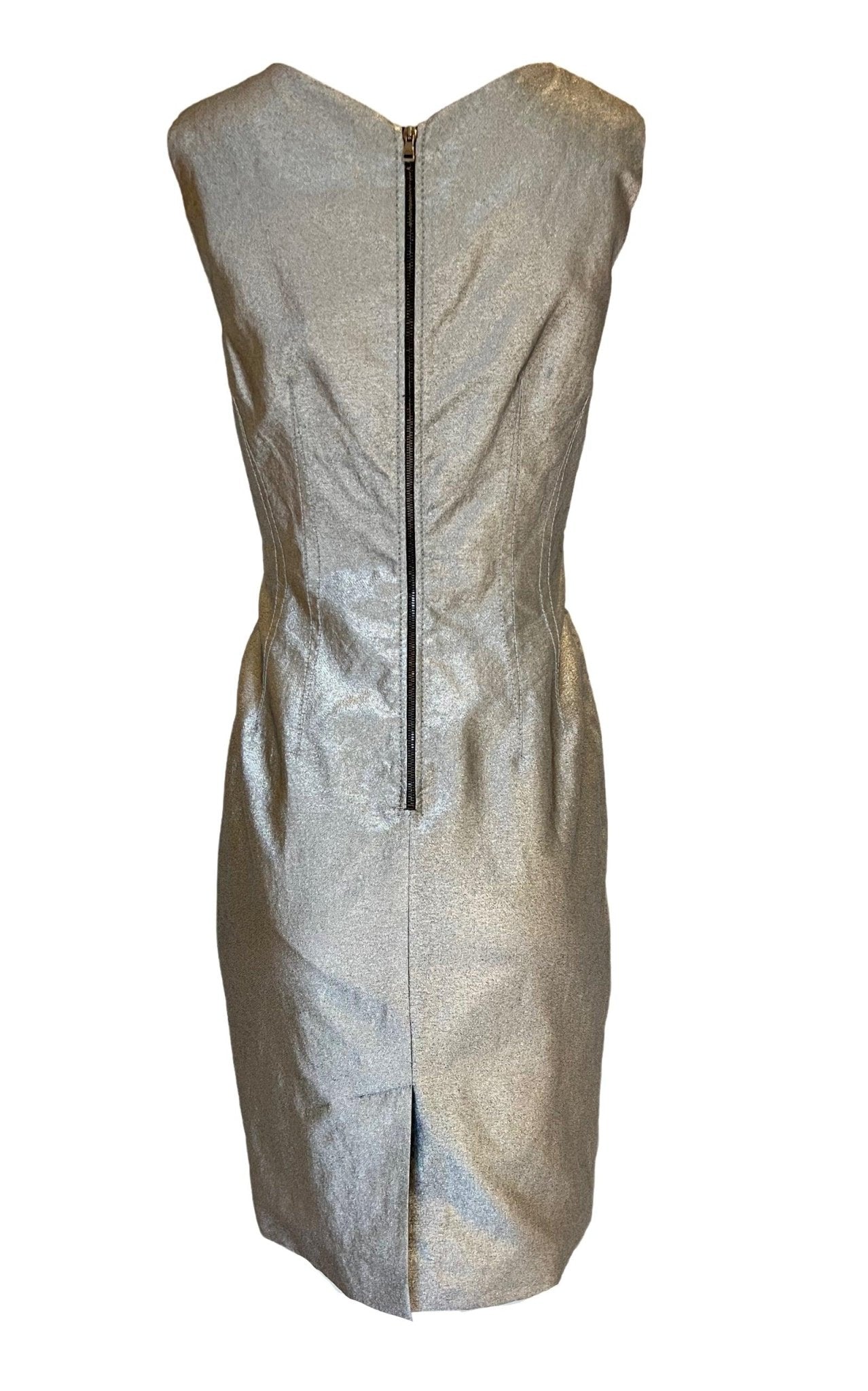 Dolce & Gabbana Silver Silk Midi Dress - Runway Catalog