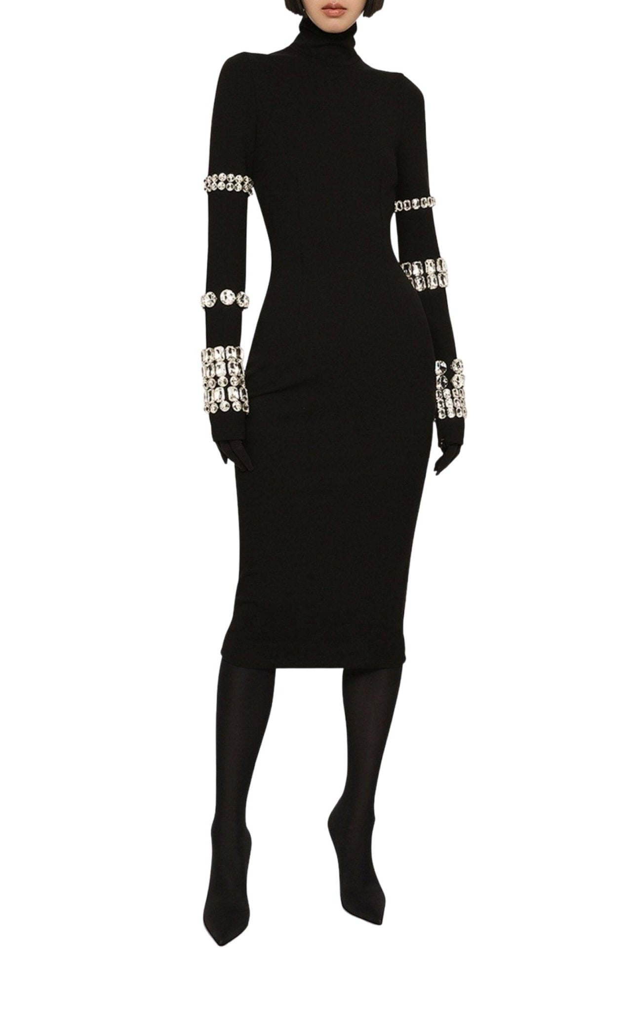 Dolce & Gabbana x Kim Kardashian Embellished Stretch - knit Midi Dress - Runway Catalog