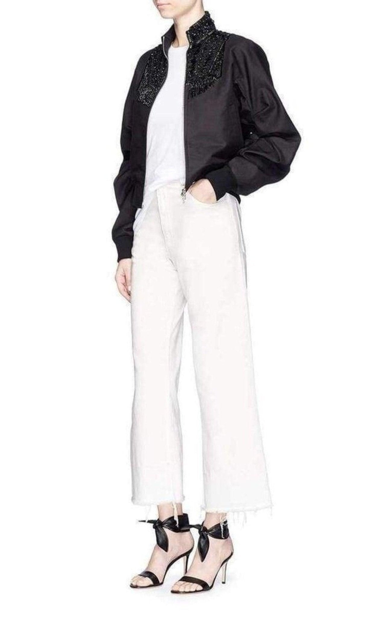 Dries Van Noten Beaded Collar Cotton Bomber Jacket - Runway Catalog