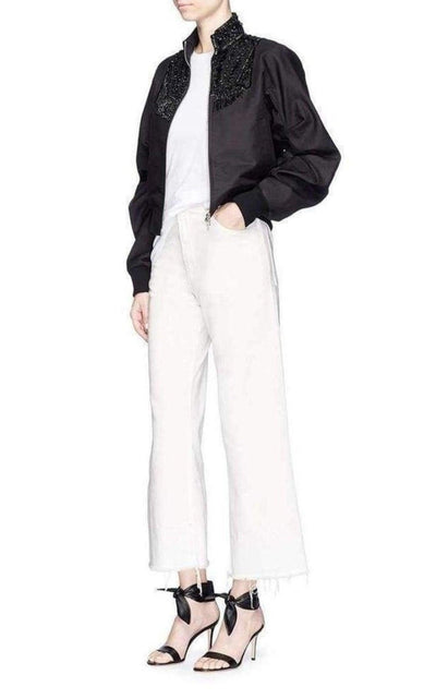 Dries Van Noten Beaded Collar Cotton Bomber Jacket - Runway Catalog