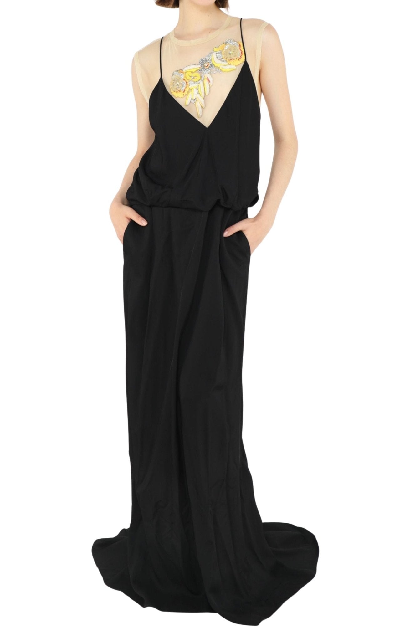 Dries Van Noten Black Embellished Backless Maxi Dress - Runway Catalog