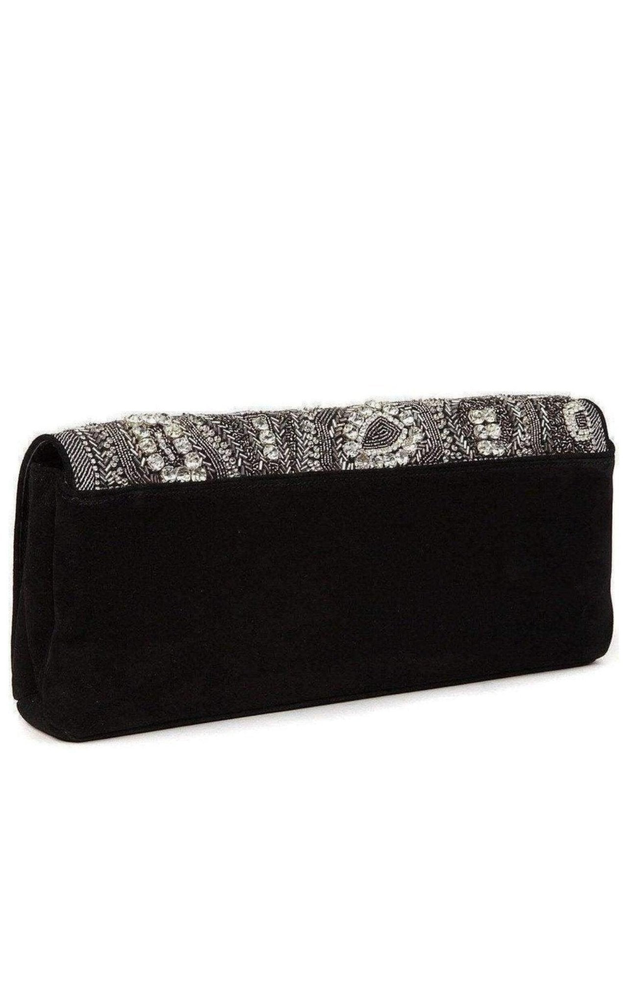 Dries Van Noten Black Nabuck Leather & Swarovski Crystal Clutch - Runway Catalog