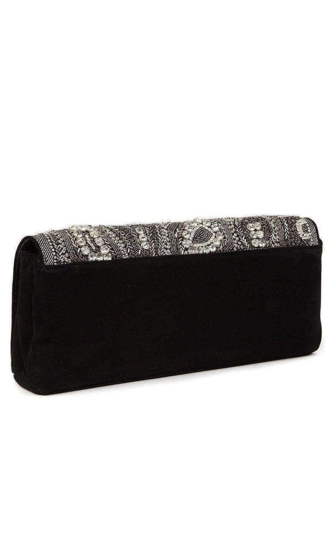 Dries Van Noten Black Nabuck Leather & Swarovski Crystal Clutch - Runway Catalog