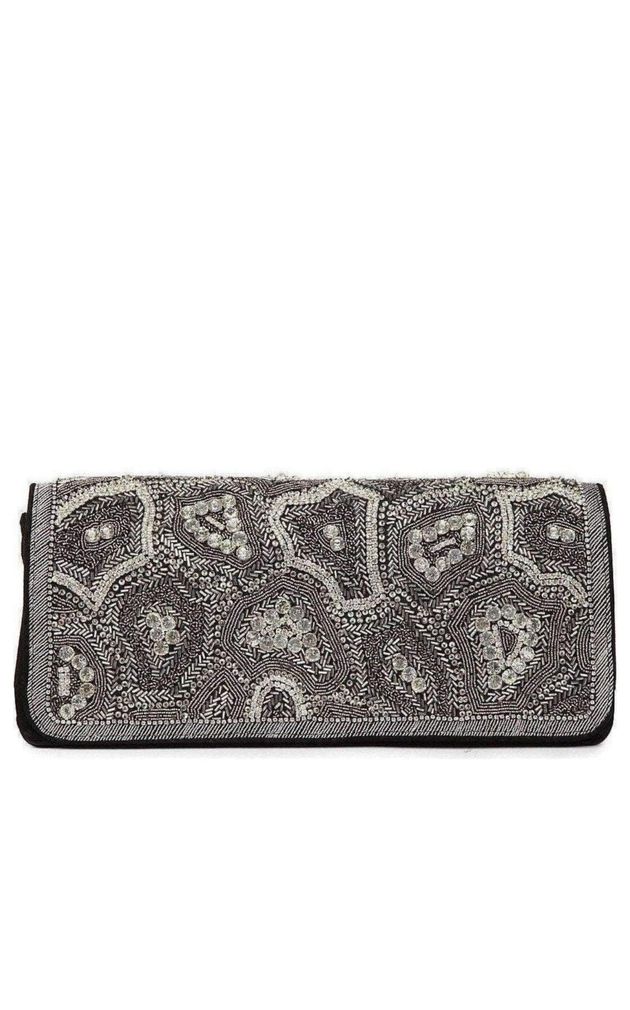 Dries Van Noten Black Nabuck Leather & Swarovski Crystal Clutch - Runway Catalog
