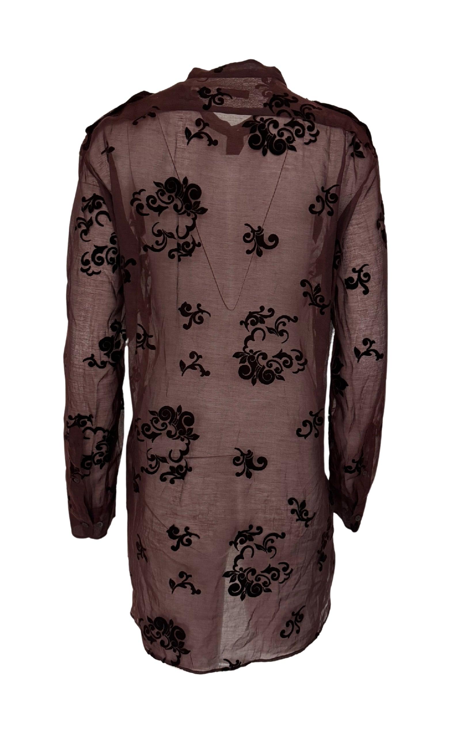 Dries Van Noten Burgundy Floral Silk Blend Shirt - Runway Catalog