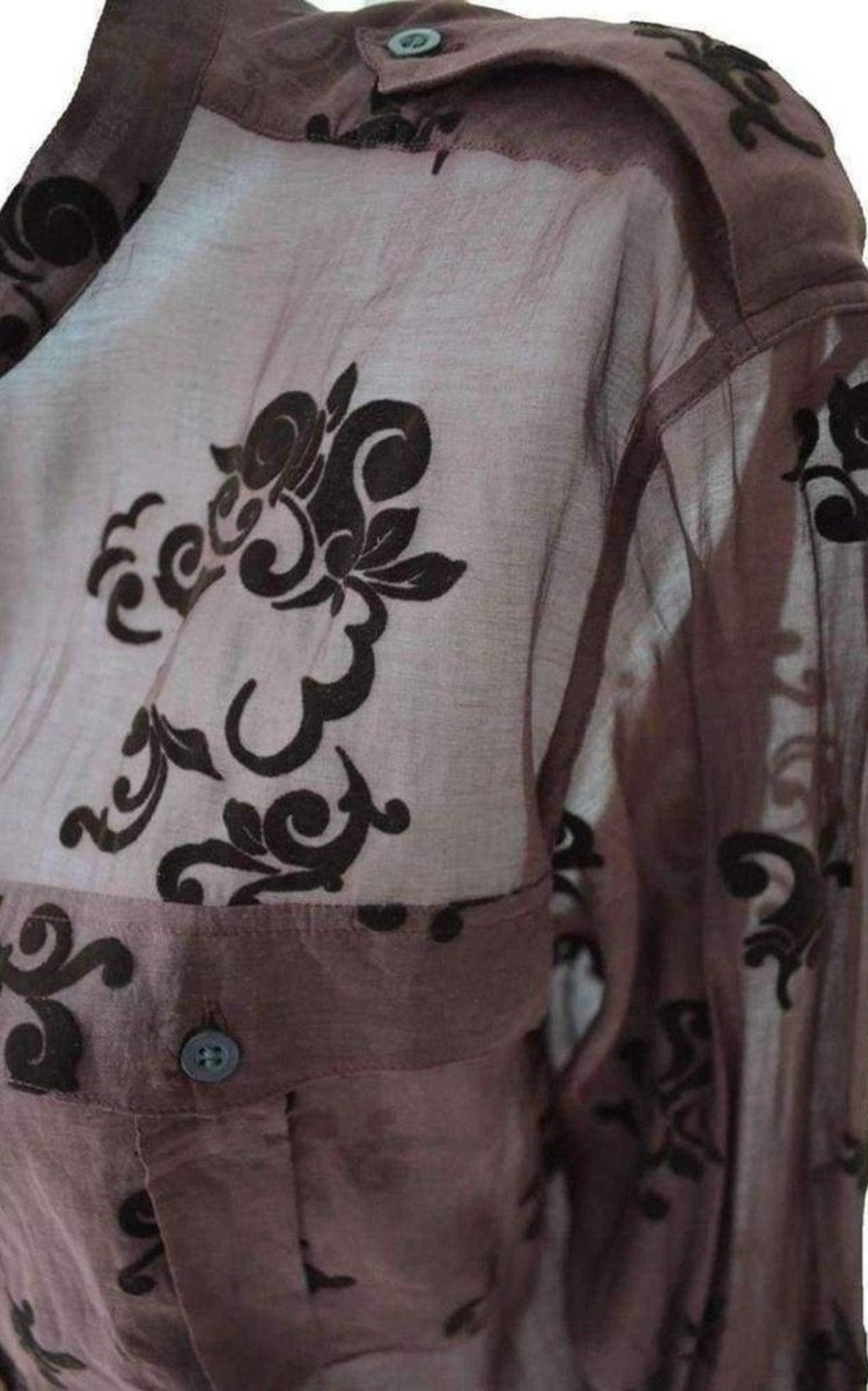 Dries Van Noten Burgundy Floral Silk Blend Shirt - Runway Catalog