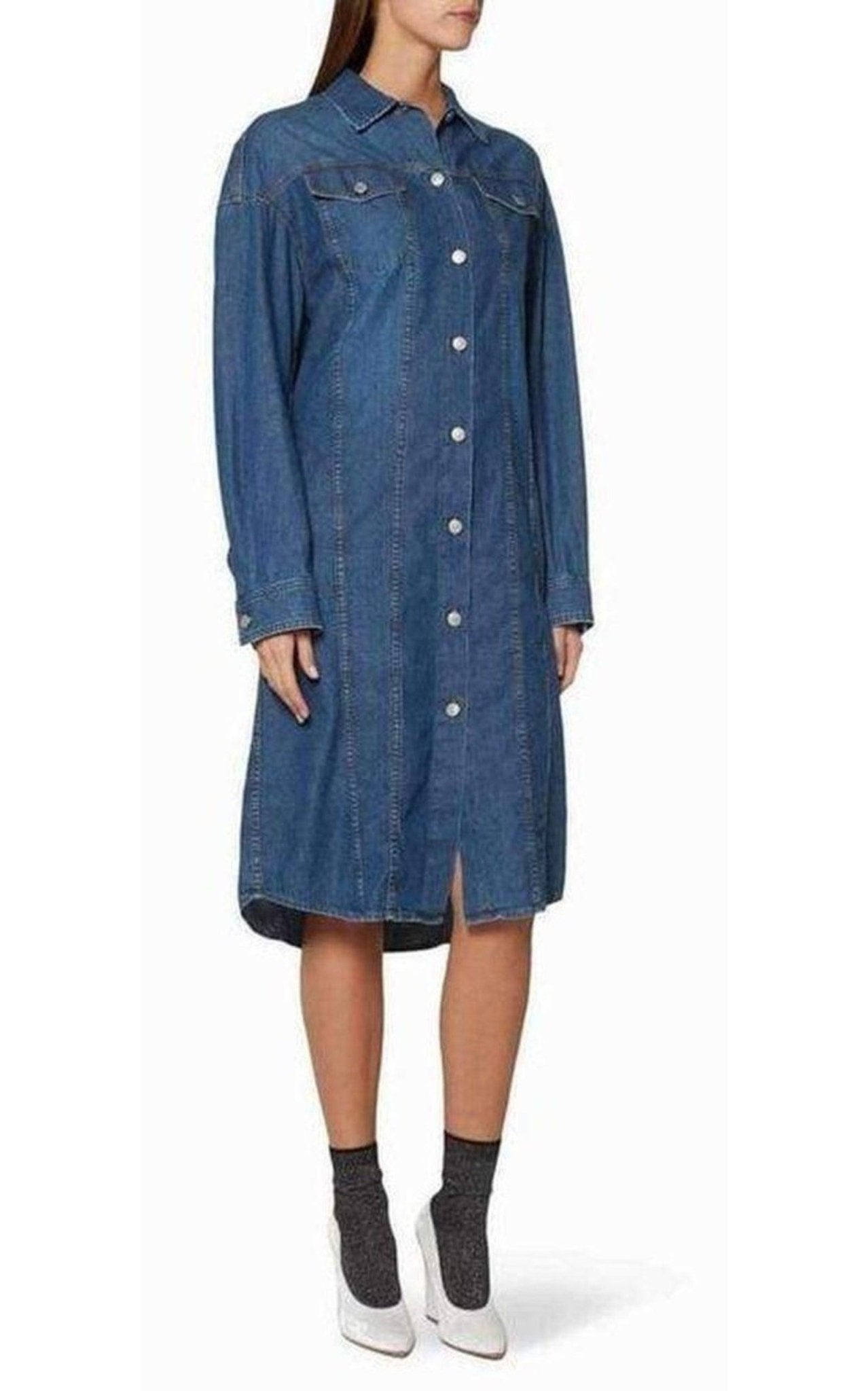 Dries Van Noten Doralie Blue Denim Shirt Dress - Runway Catalog